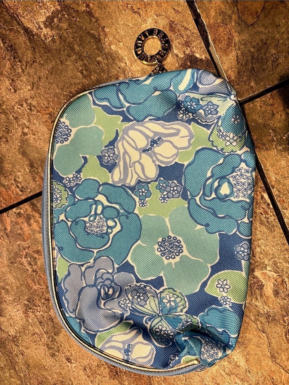 Lily Pulitzer for Estée Lauder Floral Cosmetic Pouch in Blue & Green - Picture 2 of 3